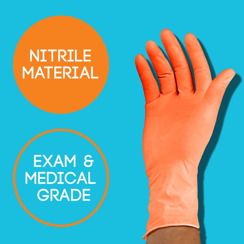 ASAP Orange Nitrile Gloves - Latex and Powder Free Examination Gloves - Disposable, Medical and Food Safe Orange Nitrile Powder Free Gloves - 4.5 Mil Nitrile Gloves Large - Pack of 100 - Image 4